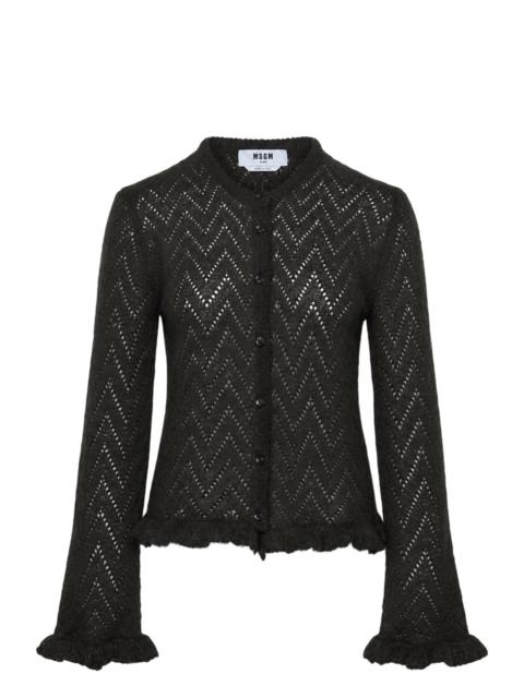 MSGM Ruffle Trim Pointelle Cardigan