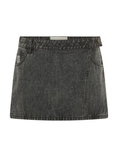 ONE TEASPOON Alexia Low Waist Wrap Mini Denim Skirt - Rocco Grey Black