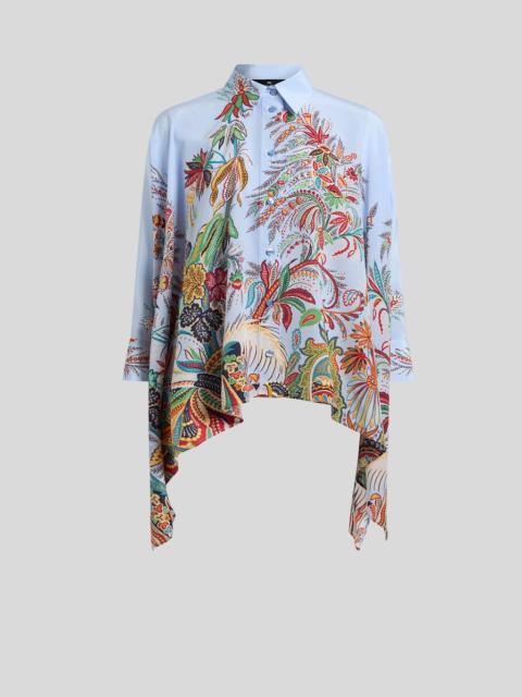 Etro SILK SHIRT WITH HANKY HEM AND PLACED PAISLEY FOLIAGE PRINT