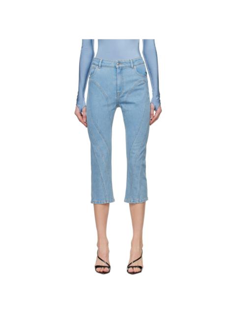 MUGLER Blue Spiral Crop Jeans