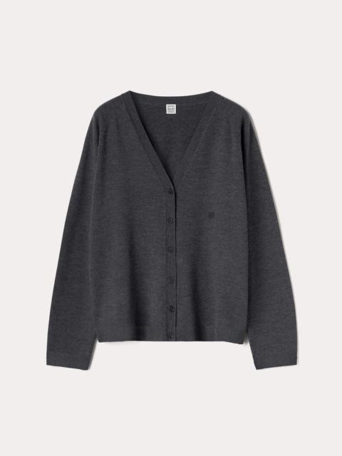 Totême Raglan-sleeve wool cardigan dark grey mélange