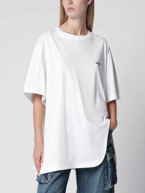 THE ATTICO Oversized cotton jersey T-shirt with cutout hem, white