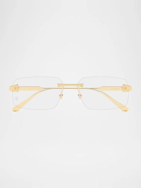 Cartier Men's CT0655O Santos Classic Titanium Rectangular Optical Glasses