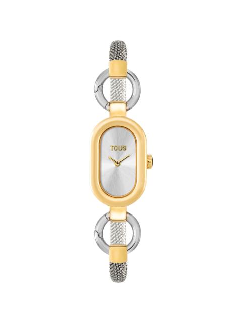 TOUS Steel and gold-colored steel analog Brooch/Watch TOUS HOLD OVAL