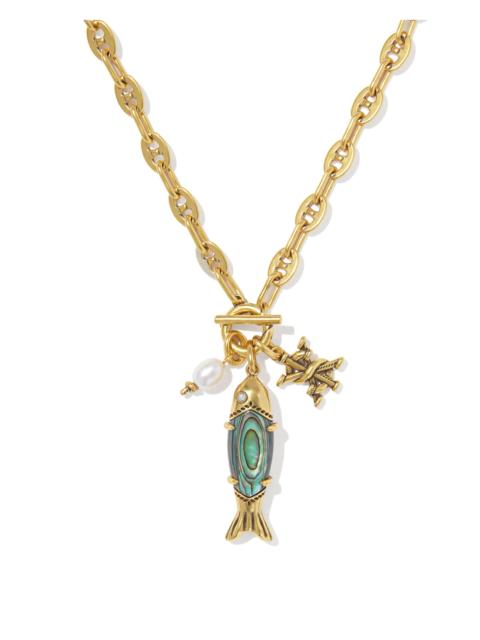 KENDRA SCOTT Parker Fish Vintage Gold Long Charm Necklace