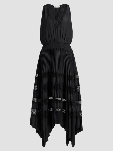 RAMY BROOK Women's Roselyn Pleated Lace-Trim Midi Dress - Black