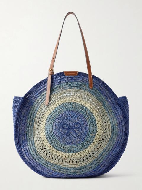 Anya Hindmarch Bow Leather-trimmed Embroidered Raffia Tote