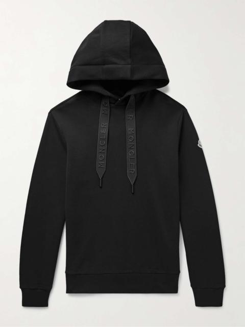 Logo-Embroidered Grosgrain-Trimmed Cotton-Jersey Hoodie