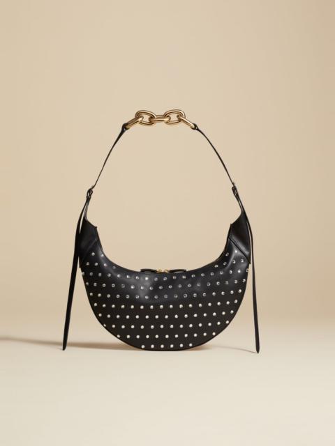 KHAITE The Alessia Shoulder Bag in Black Leather with Crystals
