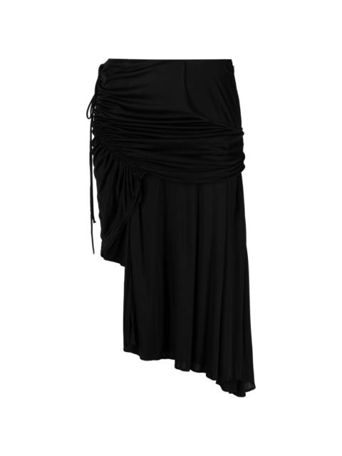 low-rise pleated asymmetric skirt