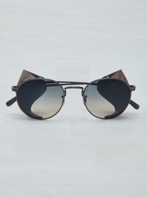 Brunello Cucinelli Cesarino metal sunglasses with leather side shield