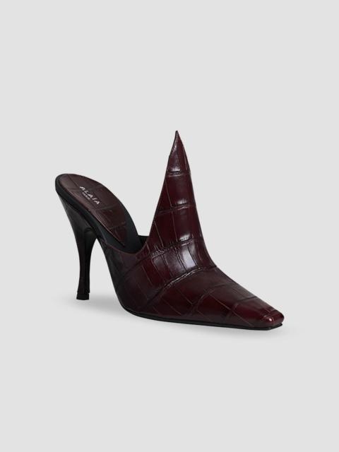 Alaïa Women's 100MM Crocodile Embossed Mules - Marron Fonce