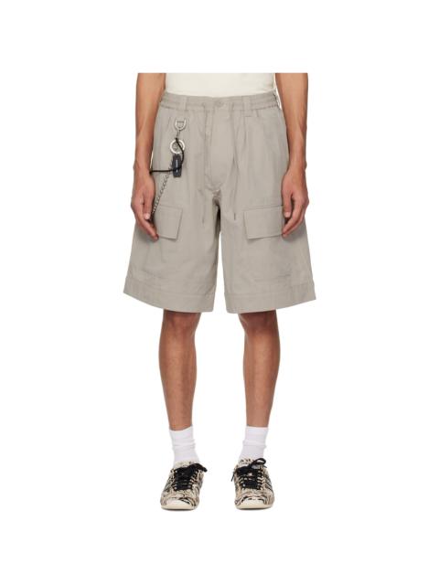 Y-3 Beige Wide Leg Cargo Shorts