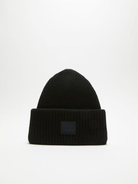 Acne Studios Large face logo beanie - Black