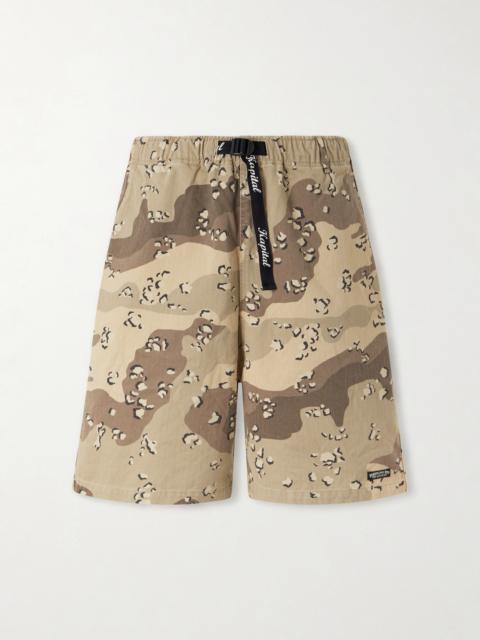 Kapital Easy Straight-Leg Herringbone Camouflage-Print Cotton Shorts