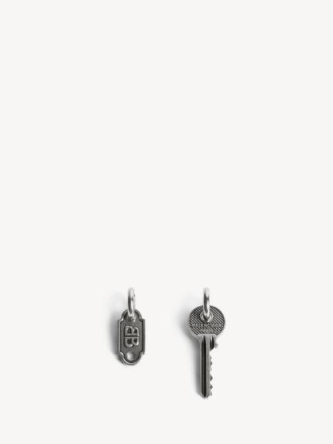 BALENCIAGA Men's Neverlost Earrings in Antique Silver