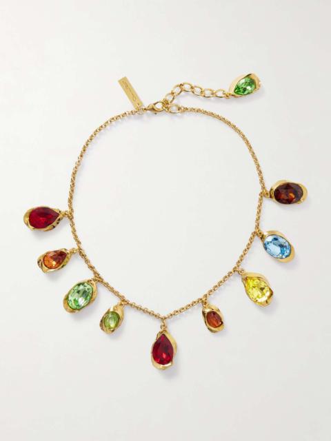 Oscar de la Renta Gold-tone crystal necklace Gold