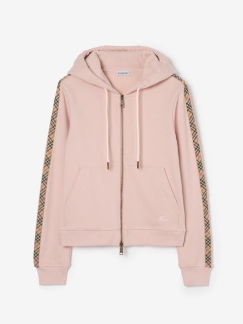 Burberry Check Trim Cotton Zip Hoodie
