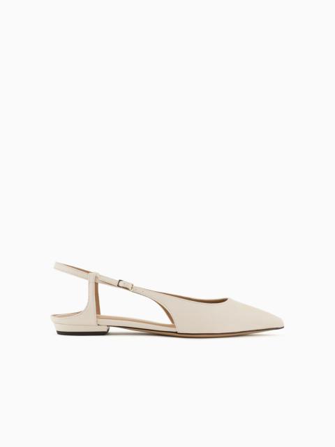 EMPORIO ARMANI Nappa-leather slingback ballerinas with pointed toe