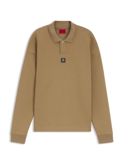 HUGO STRUCTURED COTTON-BLEND SWEATSHIRT WITH POLO COLLAR