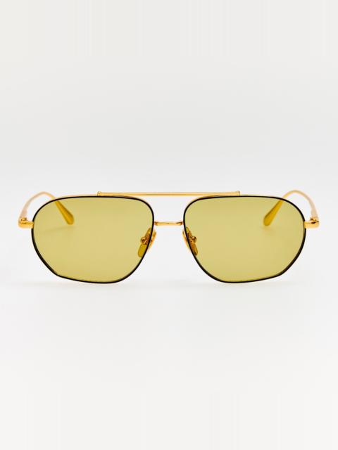 LINDA FARROW Arden Sunglasses in 22K Gold and Green Photochromic Lenses