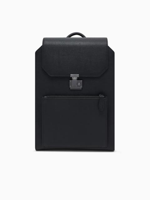 EMPORIO ARMANI TUMBLED-LEATHER BACKPACK WITH FLAP AND LAPTOP COMPARTMENT