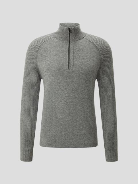 BOGNER Dash Half-zipper knitted pullover in Gray