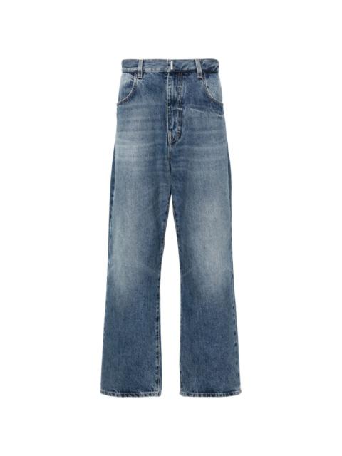 mid-rise straight-leg jeans