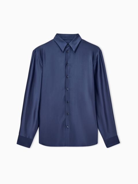 GIORGIO ARMANI SHIRT REGULAR FIT IN YARN-DYED VISCOSE AND SILK POPLIN