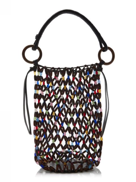 STAUD Del Mar Beaded Bucket Bag brown