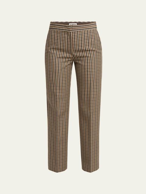 Jil Sander Gingham Cropped Wool Tailored Pants