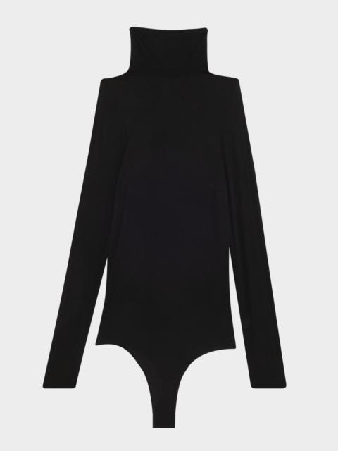 commando Ballet Mock-Neck Sheer Tulle Thong Bodysuit