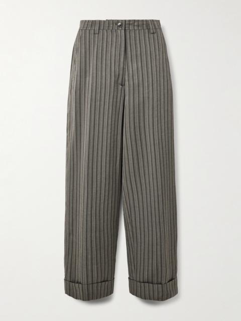 Dries Van Noten Striped Ribbed Woven Wide-leg Pants