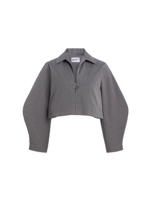 MATTHEW BRUCH Pop-Over Stretch-Cotton Long Sleeve Top