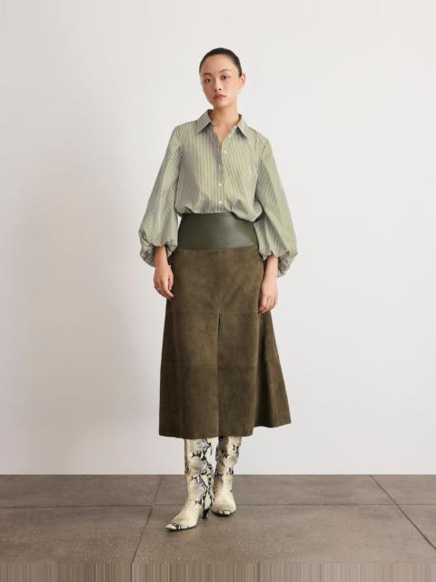 TANYA TAYLOR SUEDE/LEATHER HUDSON SKIRT