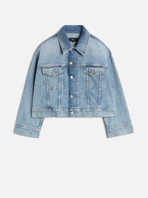 7 For All Mankind MANKIND Oli Cropped Trucker Jacket in Ode To