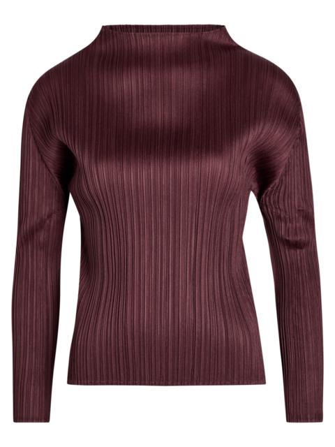 Pleats Please Issey Miyake Pleats Please Issey Miyake Pleated Mock-neck Woven top