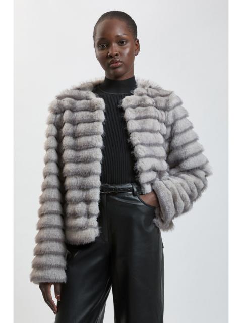 KAREN MILLEN Faux Fur Panelled Long Sleeve Jacket