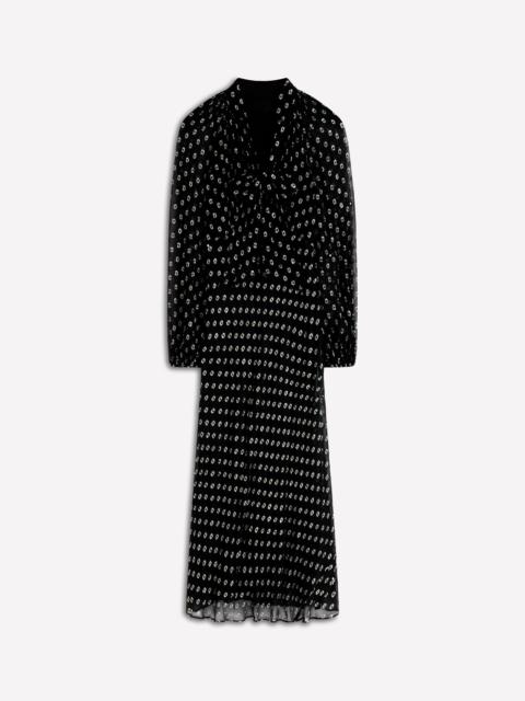 BODEN Tie Neck Midi Dress-Black and Silver Clip