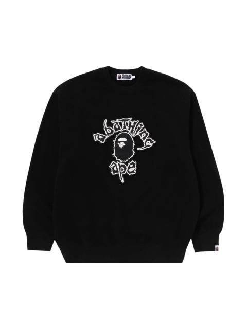 BAPE Mad Ape College Heavy Washed Crewneck 'Black'