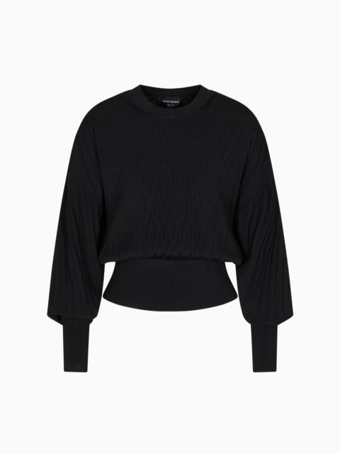 EMPORIO ARMANI TRAVEL ESSENTIALS CAPSULE COLLECTION VISCOSE-BLEND JUMPER WITH AN EMBOSSED MOTIF