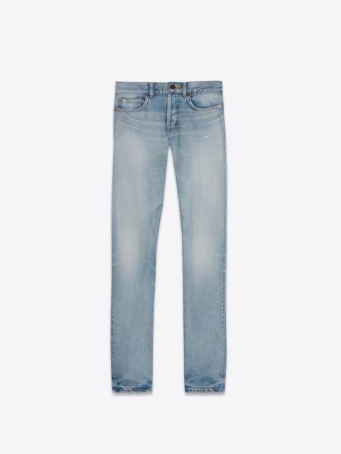 SAINT LAURENT slim-fit jeans in light fall blue denim