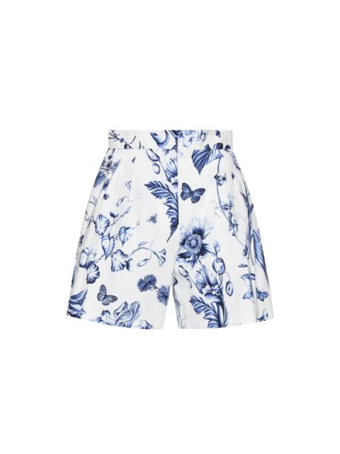 FLORAL TOILE COTTON WIDE LEG SHORTS