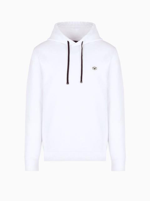 Hooded sweatshirt with micro logo patch