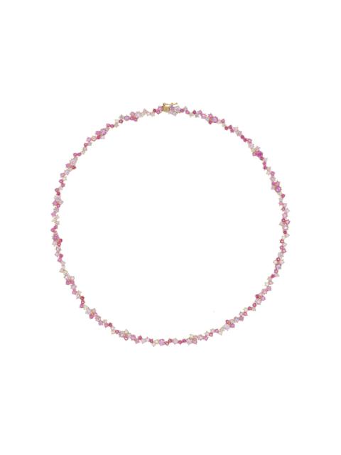 SYDNEY EVAN 14K Gold, Diamond, and Pink Sapphire Cocktail Eternity Necklace pink