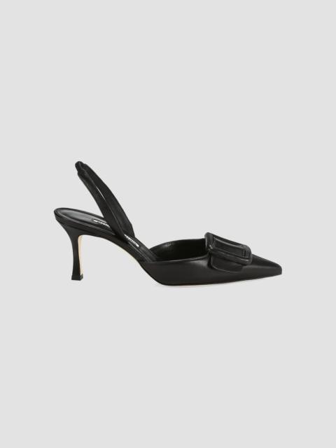 Manolo Blahnik Women's Maysli 70MM Leather Slingback Pumps - Black
