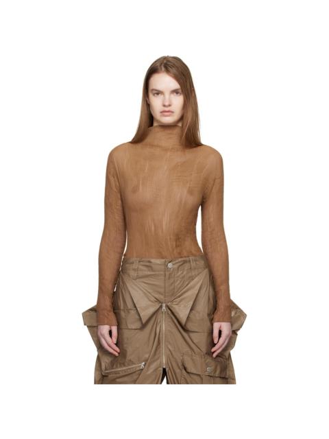 ISSEY MIYAKE Beige Chiffon Twist 3 Top