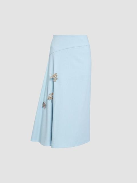 Erdem EMBELLISHED CREPE DRAPED MIDI SKIRT
