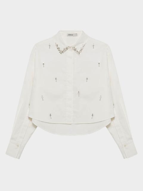 SIMKHAI Renata Embellished Cropped Shirt
