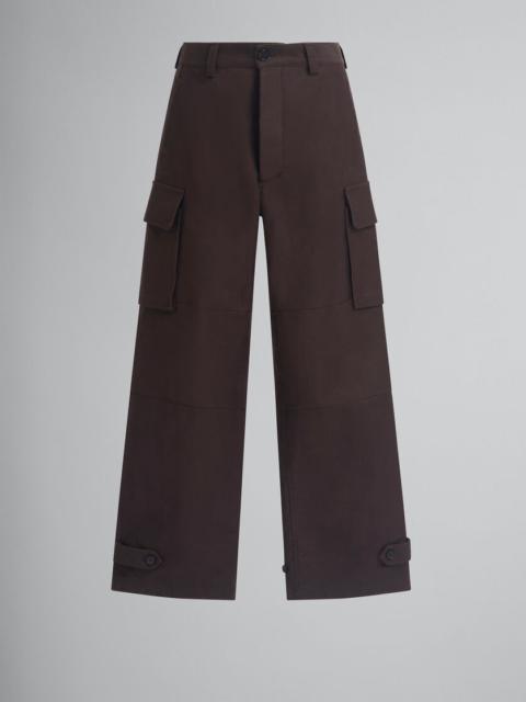 BROWN ORGANIC COTTON CARGO TROUSERS